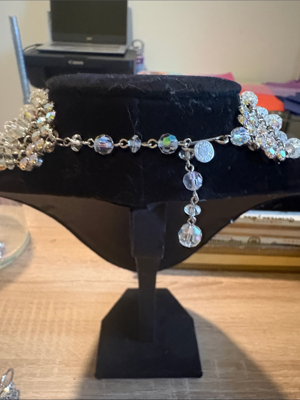 Vintage Continental aurora borealis Crystal necklace - Picture 6 of 8